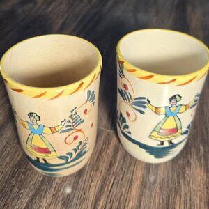Vintage/MCM NASCO Ceramic Cups Featuring Danish Peasants (Set of Two)